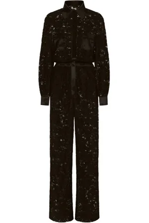 Dolce & Gabbana Femme, Combinaisons et Ensembles, Noir, Taille: 38 FR Combinaison en Soie avec Dentelle