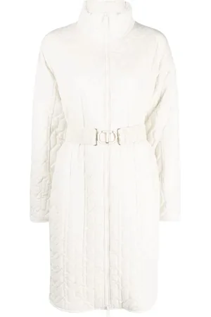 Twin-Set Femme, Manteaux, Blanc, Taille: 40 FR Veste matelassée avec ceinture ovale