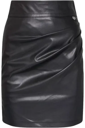 Twin-Set Femme, Jupes, Noir, Taille: 36 FR Jupe en similicuir drapée