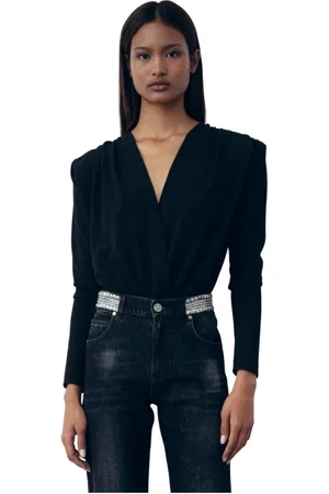 GAËLLE Femme, Blouses et Chemises, Noir, Taille: 34 FR Robe Moulante Col en V
