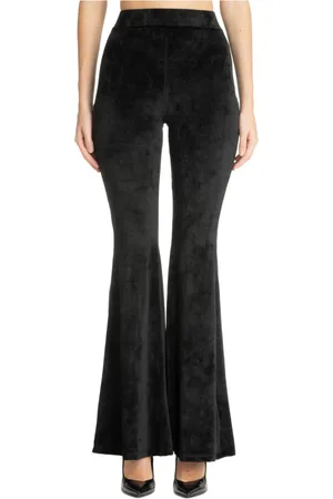 GCDS Femme, Pantalons, Noir, Taille: 38 FR Pantalon taille haute uni avec broderie logo