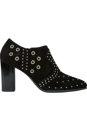 Geox Femme, Chaussures, Noir, Taille: 40 EU Bottines en daim avec applications en jet argenté