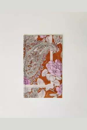 Twin-Set Femme, Accessoires, Multicolore, Taille: ONE Size Foulard Paisley Fleurs Marron