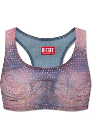 Diesel Femme, Sport, Rose, Taille: 38 FR Débardeur en denim orné de cristaux