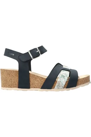 Mephisto Femme, Chaussures, Bleu, Taille: 38 EU Sandale à Talon Compensé Élégante Verana