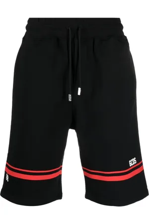 GCDS Homme, Shorts, Noir, Taille: XL Shorts Noirs avec Imprimé Logo et Détails Rayés