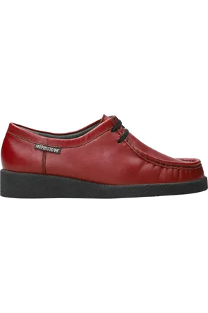 Mephisto Femme, Chaussures, Rouge, Taille: 42 EU Chaussures en Cuir Rouge à Lacets pour Femmes