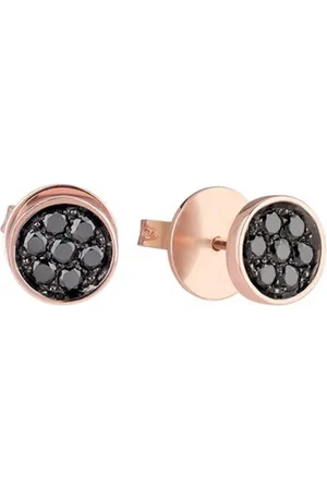 CHANTECLER Femme, Accessoires, Jaune, Taille: ONE Size Boucles dOreilles en Or Rose avec Diamants Noirs