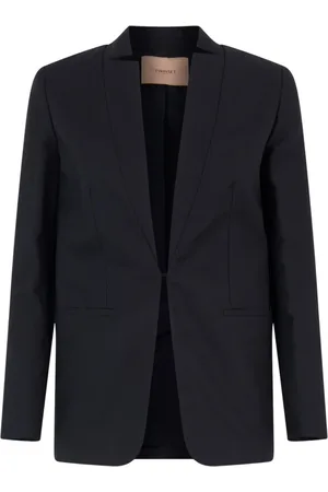 Twin-Set Femme, Vestes, Noir, Taille: 46 FR Blazer Diagonal en Lin Lavé