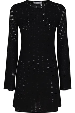 Chloé Femme, Robes, Noir, Taille: 40 FR Robe Tricotée avec Détail Perforé