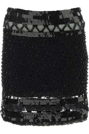 Alberta Ferretti Femme, Jupes, Noir, Taille: 36 FR Jupe mini en maille embellie