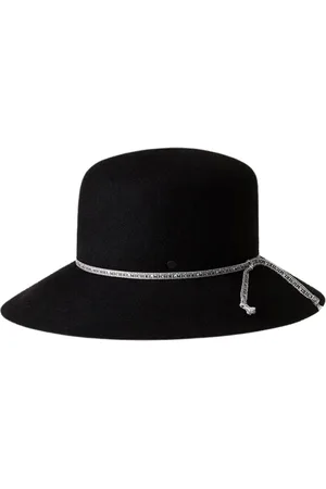 Le Mont St Michel Femme, Accessoires, Noir, Taille: M Chapeau Noir avec Ornements en Tissu Blanc