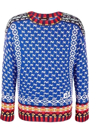 Dsquared2 Homme, Pulls, Bleu, Taille: S Pull Intarsia en Laine et Coton