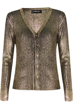 BARBARA BUI Femme, Tops, Vert, Taille: 42 FR Cardigan en Maille Côtelée Métallisée