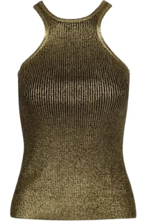 BARBARA BUI Femme, Tops, Vert, Taille: 42 FR Débardeur en maille métallisé