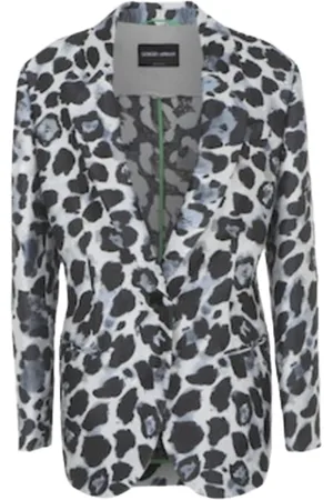 Giorgio Armani Femme, Vestes, Gris, Taille: 36 FR Veste Animal Jacquard en Soie Mélangée