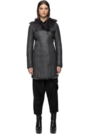 AMERICO VESPUCCI Femme, Vestes, Gris, Taille: 42 FR Amelie - Anthracite Shearling Coat