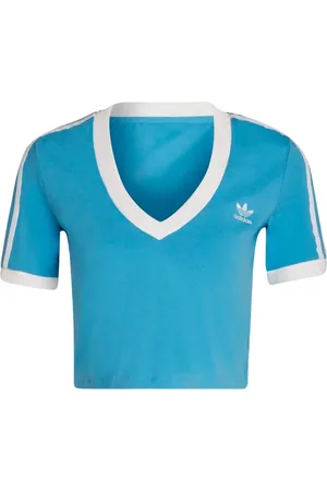 adidas Femme, Tops, Bleu, Taille: 42 FR T-shirt femme col en V bleu clair