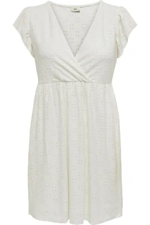 JACQUELINE DE YONG Femme, Robes, Blanc, Taille: 40 FR Robe blanche à col en V et manches courtes