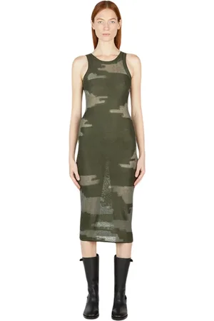 Durazzi Milano Femme, Robes, Vert, Taille: 42 FR Robe Midi Tricotée à Motif Graphique