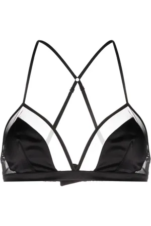 Dolce & Gabbana Femme, Tops, Noir, Taille: 40 FR Soutien-gorge noir en tulle et satin avec panneaux