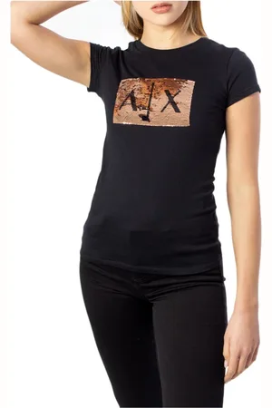 Armani Exchange Femme, Tops, Noir, Taille: 36 FR T-shirt imprimé pour femme