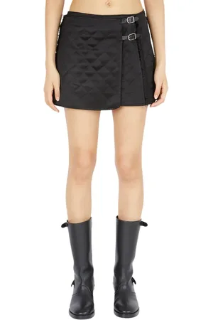 Durazzi Milano Femme, Jupes, Noir, Taille: 38 FR Jupe Mini Matelassée avec Boucle