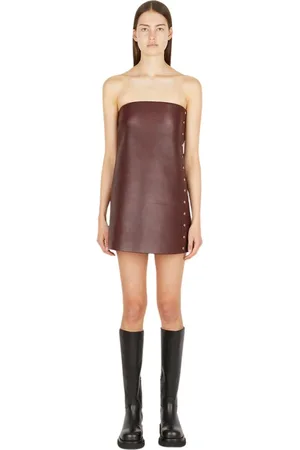 Durazzi Milano Femme, Robes, Brun, Taille: 36 FR Robe en cuir avec clous