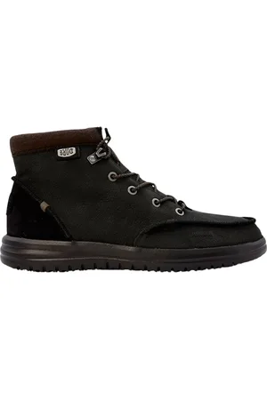 Hey dude Homme, Chaussures, Noir, Taille: 44 EU Chaussure en nubuck noir doux à lacets