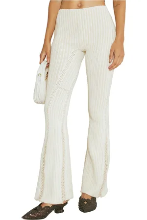 Isa Boulder Femme, Pantalons, Blanc, Taille: 38 FR Pantalon Évasé en Tricot avec Lacets