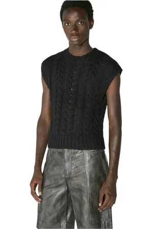 HAN Kjøbenhavn Homme, Tops, Noir, Taille: 2XL Gilet en Tricot à Câbles Épais