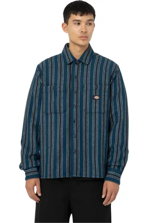 Dickies Homme, Chemises, Bleu, Taille: XL Chemise Western à Rayures Foncées