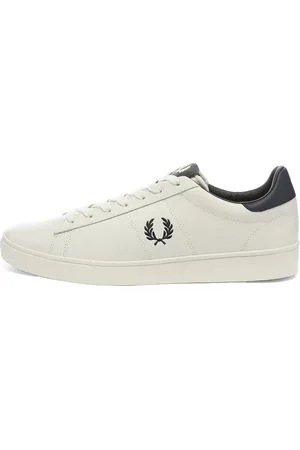 Fred Perry Homme, Chaussures, Blanc, Taille: 41 EU Chaussures de tennis en cuir avec couronne de laurier brodée