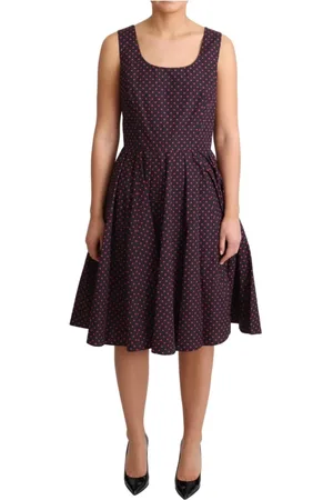 Dolce & Gabbana Femme, Robes, Brun, Taille: 38 FR Robe A-Line en Coton Rouge Bleu à Pois