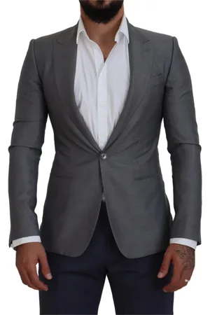 Dolce & Gabbana Homme, Vestes, Gris, Taille: S Blazer Veste Slim Fit en Laine et Soie Gris
