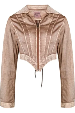 Jean Paul Gaultier Femme, Vestes, Brun, Taille: 32 FR Veste Marron à Lacets et Panneaux