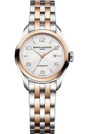 Baume et Mercier Femme, Accessoires, Blanc, Taille: ONE Size Montre Automatique Ronde Bicolore Clifton