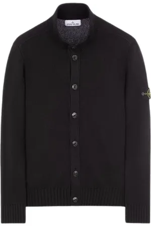 Stone Island Homme, Pulls, Noir, Taille: M Cardigan Noir en Coton dHiver