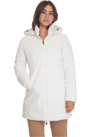 save the duck Femme, Vestes, Blanc, Taille: 44 FR Manteau Rachel avec Capuche Amovible