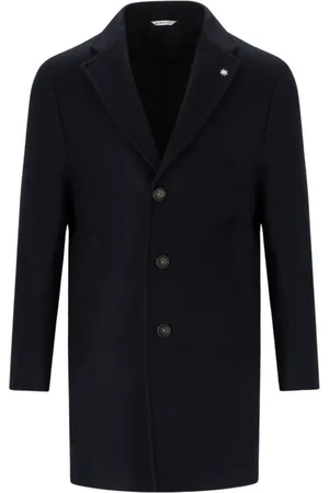 Manuel Ritz Homme, Manteaux, Bleu, Taille: 2XL Manteau Bleu en Laine à Boutonnière Simple