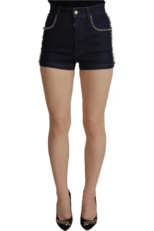 Dolce & Gabbana Femme, Shorts, Bleu, Taille: 38 FR Shorts Hot Pants en Denim Bleu avec Cristaux