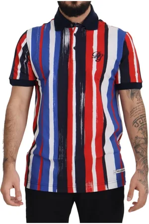 Dolce & Gabbana Homme, Tops, Multicolore, Taille: S Polo T-shirt en coton multicolore à rayures