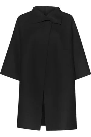 Harris Wharf London Femme, Manteaux, Noir, Taille: 42 FR Cape Kimono en Laine Tricotée