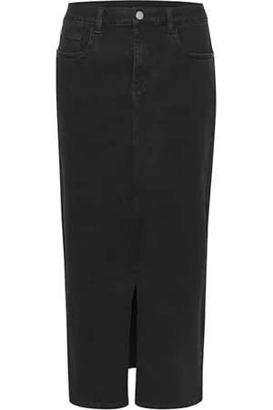 Kaffe Femme, Jupes, Noir, Taille: 44 FR Jupe en Denim Noir avec Fente