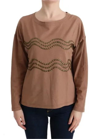 John Galliano Femme, Tops, Brun, Taille: 38 FR Pull en Coton Marron Clouté