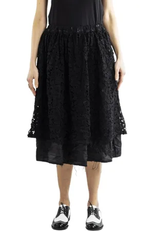 Comme des Garçons Femme, Jupes, Noir, Taille: 40 FR Jupe Évasée en Dentelle Florale