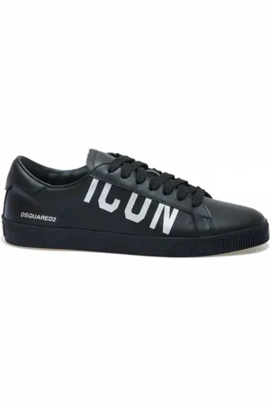 Dsquared2 Homme, Chaussures, Noir, Taille: 41 EU Baskets en cuir avec détail logo latéral