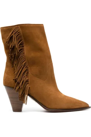 Aquazzura Femme, Chaussures, Brun, Taille: 36 EU Bottines en Daim à Franges T7
