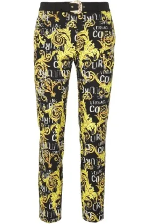 VERSACE Femme, Pantalons, Multicolore, Taille: 38 FR Pantalon Slim-Fit avec Imprimé Baroque