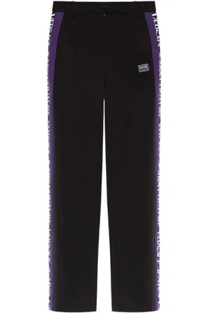VERSACE Femme, Pantalons, Noir, Taille: 38 FR Pantalon élégant à jambe droite avec détail logo - Taille 42